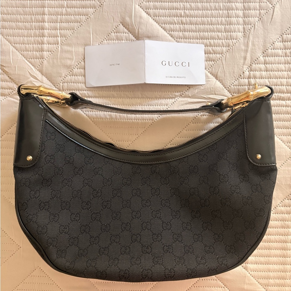 Gucci Hobo Bag in Black with Gold Details